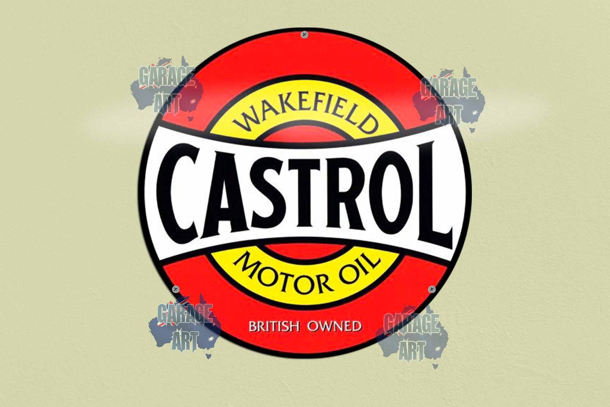 Red Castrol Motor Oil Logo 3D 355mmDIa Tin Sign freeshipping - garageartaustralia