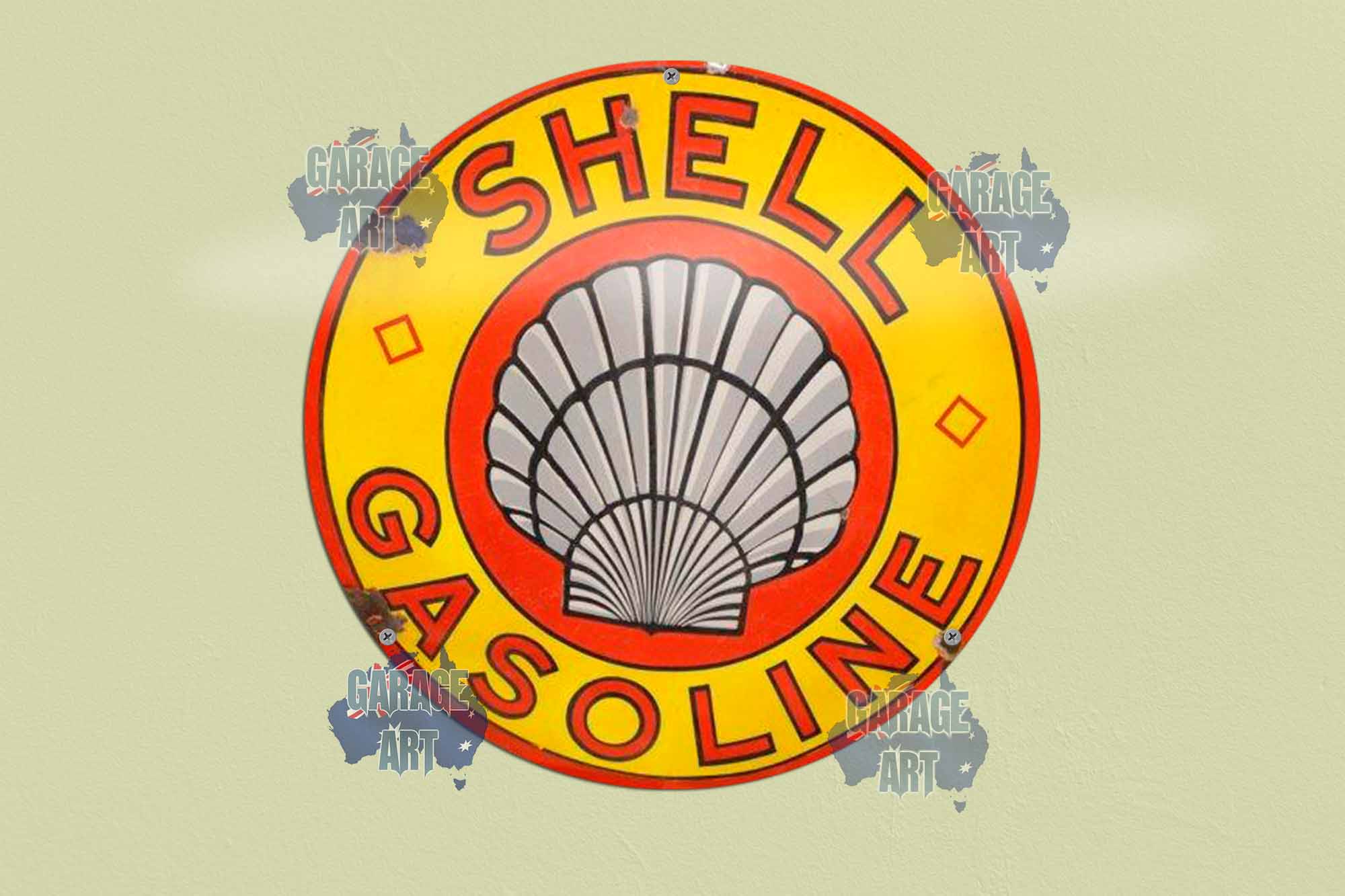 Shell Old Gasoline 3D 355mmDIa Tin Sign freeshipping - garageartaustralia