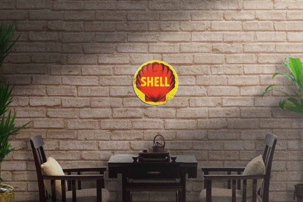 Shell Stressed 3D 355mmDIa Tin Sign freeshipping - garageartaustralia