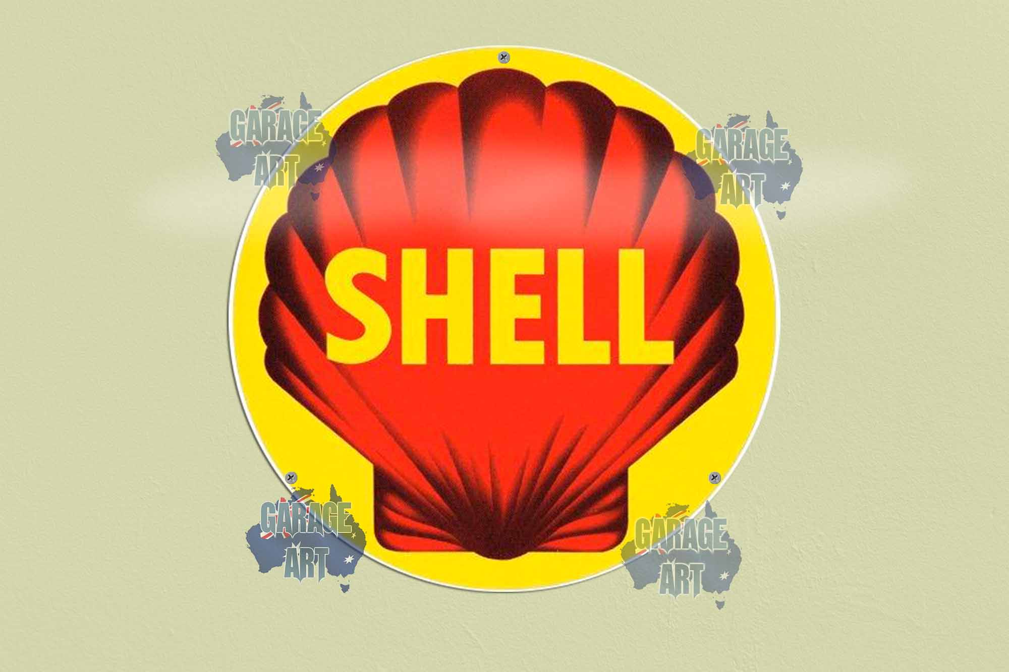 Shell 3D 355mmDIa Tin Sign freeshipping - garageartaustralia