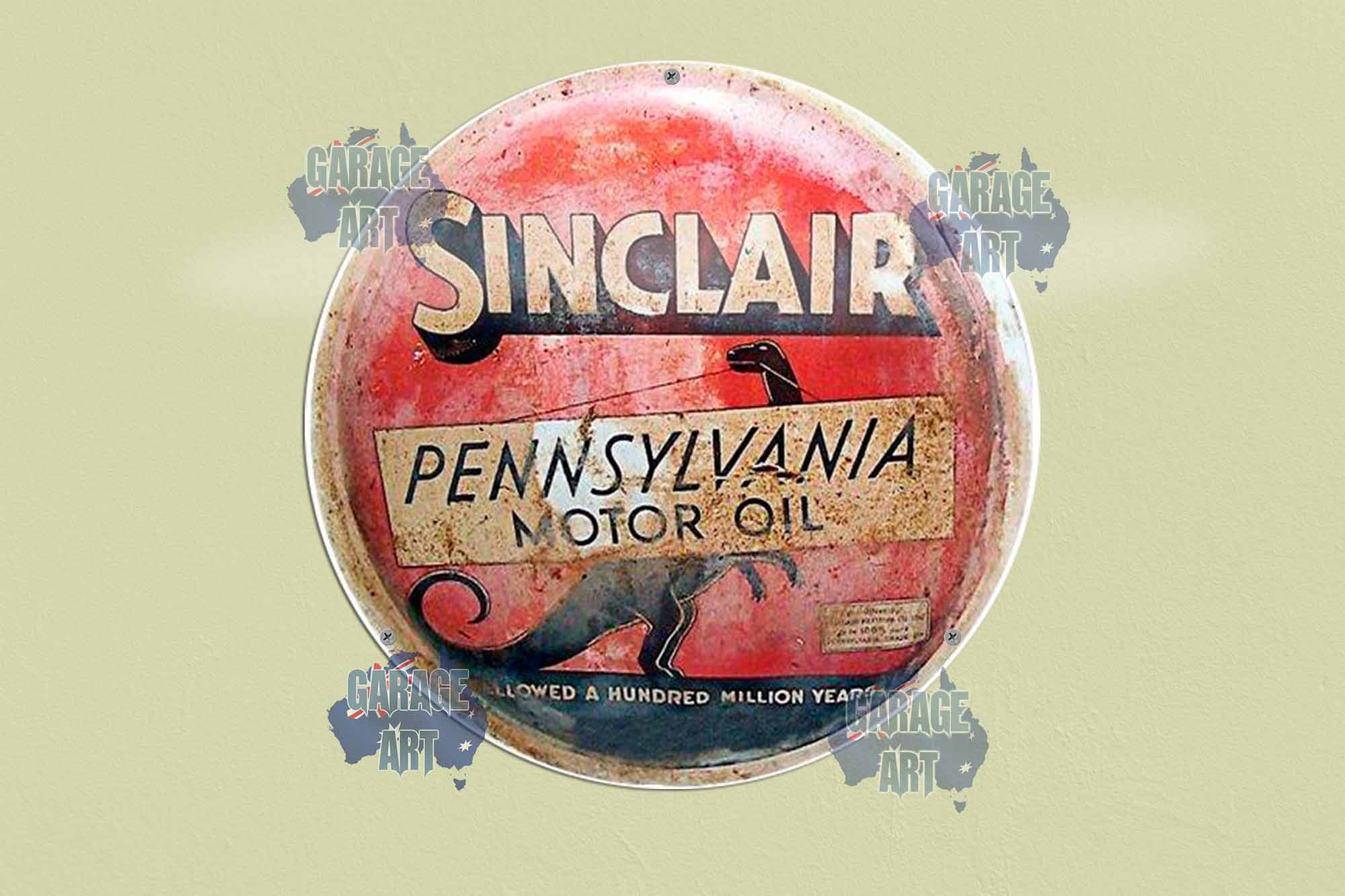 Sinclair Pen Motor Oil 3D 355mmDIa Tin Sign freeshipping - garageartaustralia