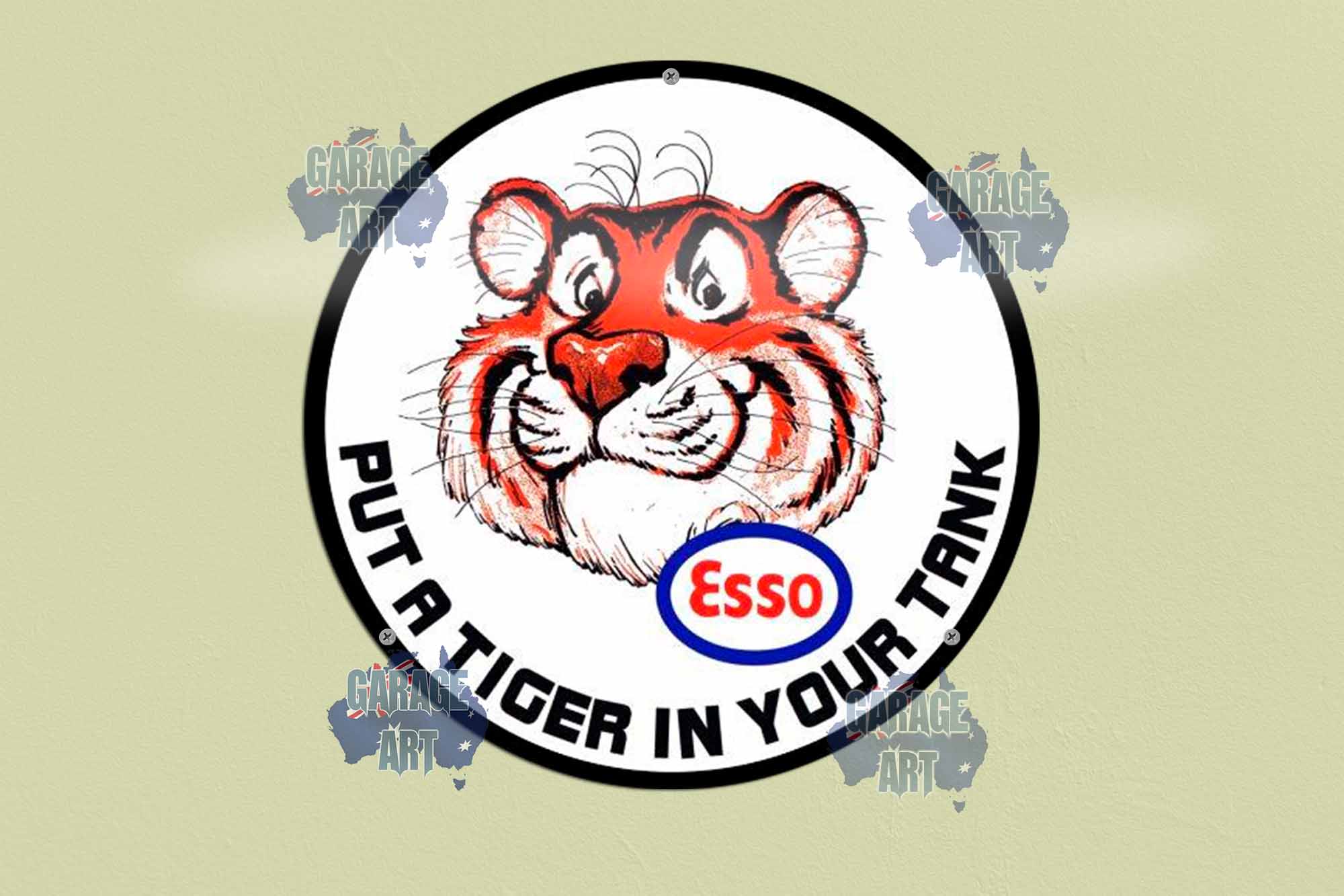 Tiger in Tank 3D 355mmDIa Tin Sign freeshipping - garageartaustralia