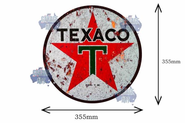 Texaco Rusty Logo 3D 355mmDIa Tin Sign freeshipping - garageartaustralia