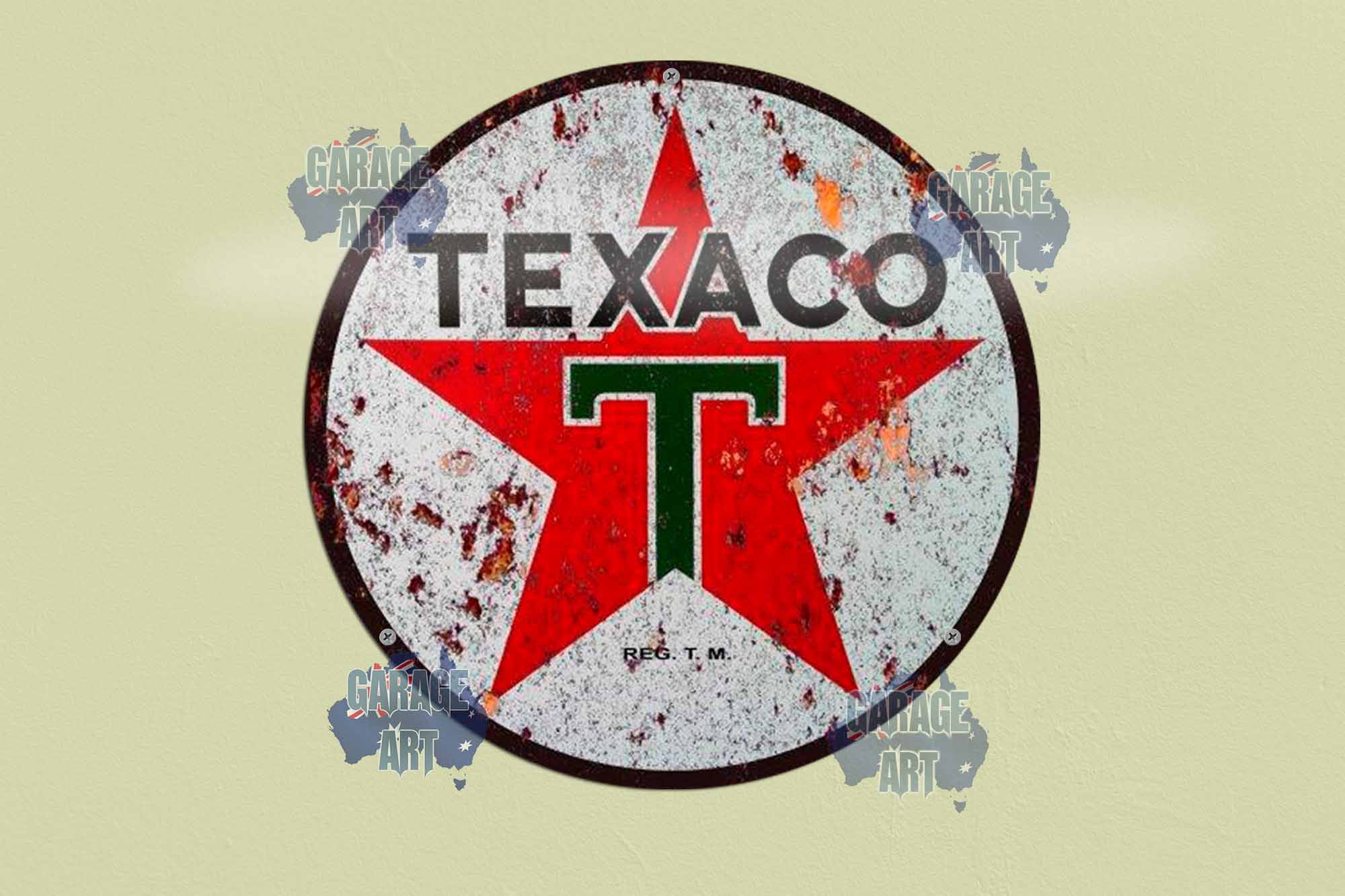 Texaco Rusty Logo 3D 355mmDIa Tin Sign freeshipping - garageartaustralia