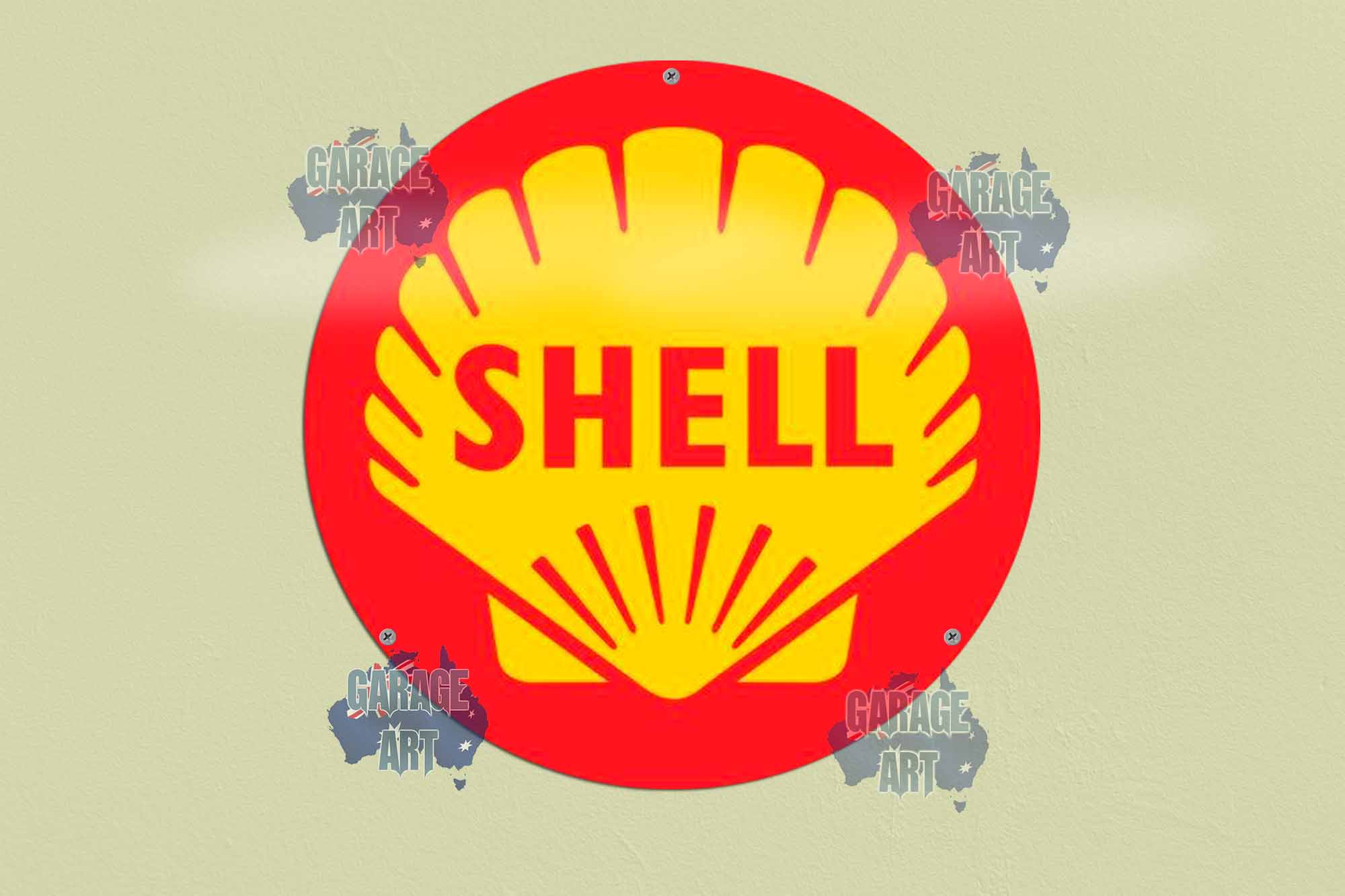 Shell Service Station Logo 3D 355mmDIa Tin Sign freeshipping - garageartaustralia