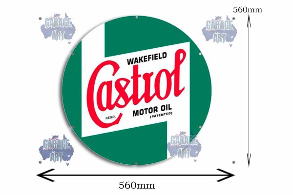 Castrol Motor Oil Green 560Dia Tin Sign freeshipping - garageartaustralia