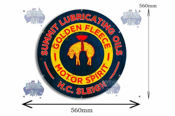 Golden Fleece Ram Logo 560Dia Tin Sign freeshipping - garageartaustralia