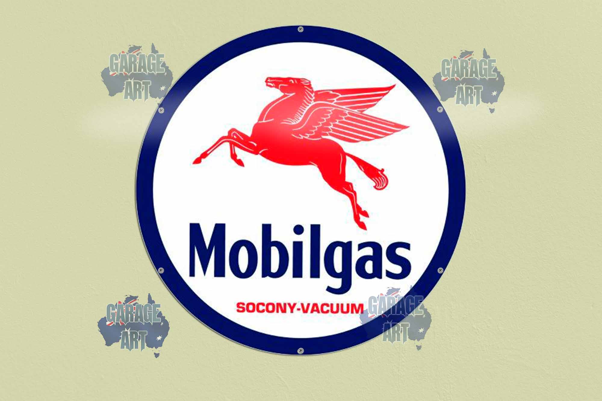 Mobilgas Pegasus Logo 560Dia Tin Sign freeshipping - garageartaustralia