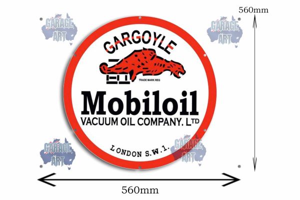 Mobil oil Logo 560Dia Tin Sign freeshipping - garageartaustralia