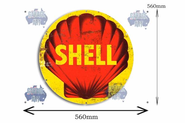 Shell Logo Rusty 560Dia Tin Sign freeshipping - garageartaustralia