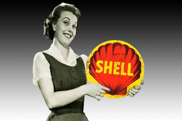 Shell Logo Rusty 560Dia Tin Sign freeshipping - garageartaustralia