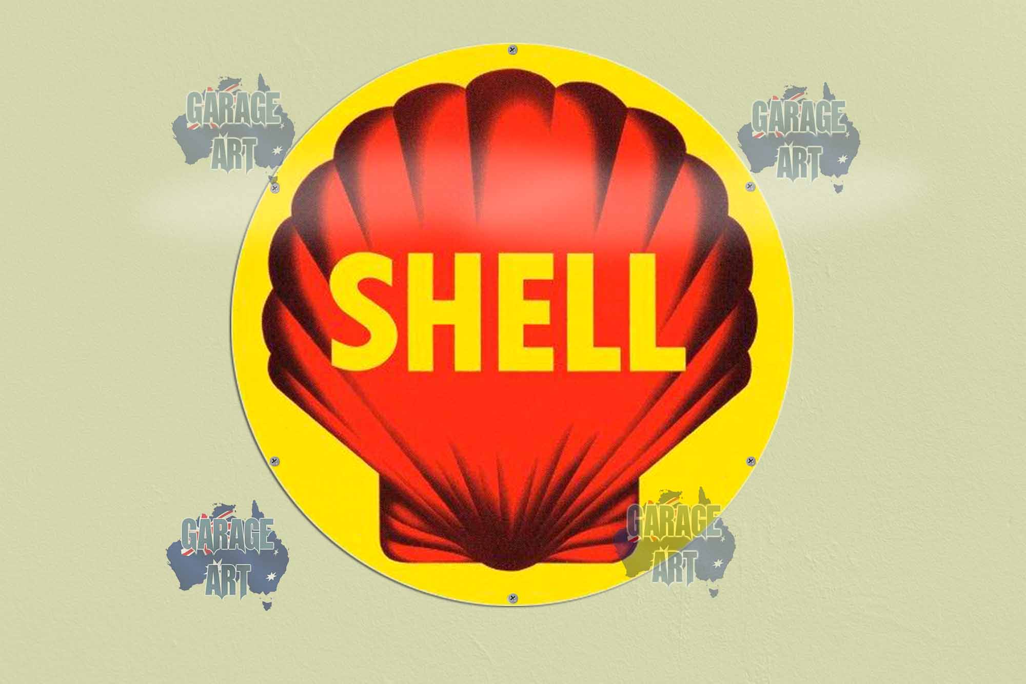Shell Logo 560Dia Tin Sign freeshipping - garageartaustralia