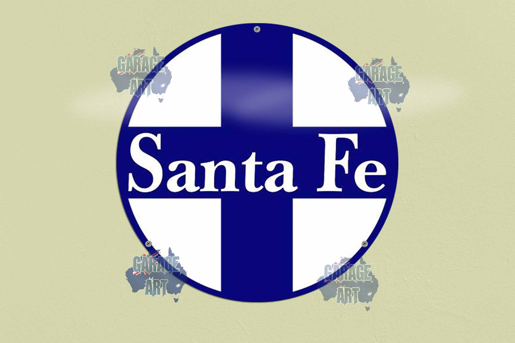 Santa Fe 355mmDIa Tin Sign freeshipping - garageartaustralia