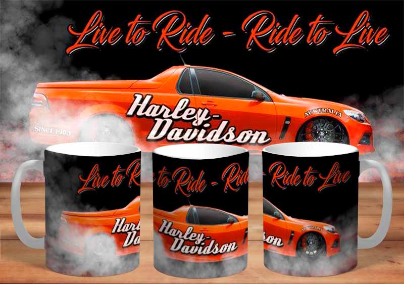 Harley Davidson Holden Ute Live To Ride 11oz Mug freeshipping - garageartaustralia