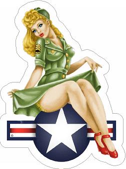 Army Girl Cartoon Pin Up Sticker freeshipping - garageartaustralia
