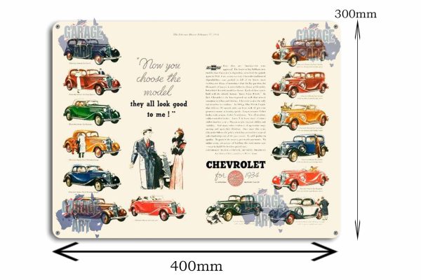 1934 Chevrolet Models Tin Sign freeshipping - garageartaustralia