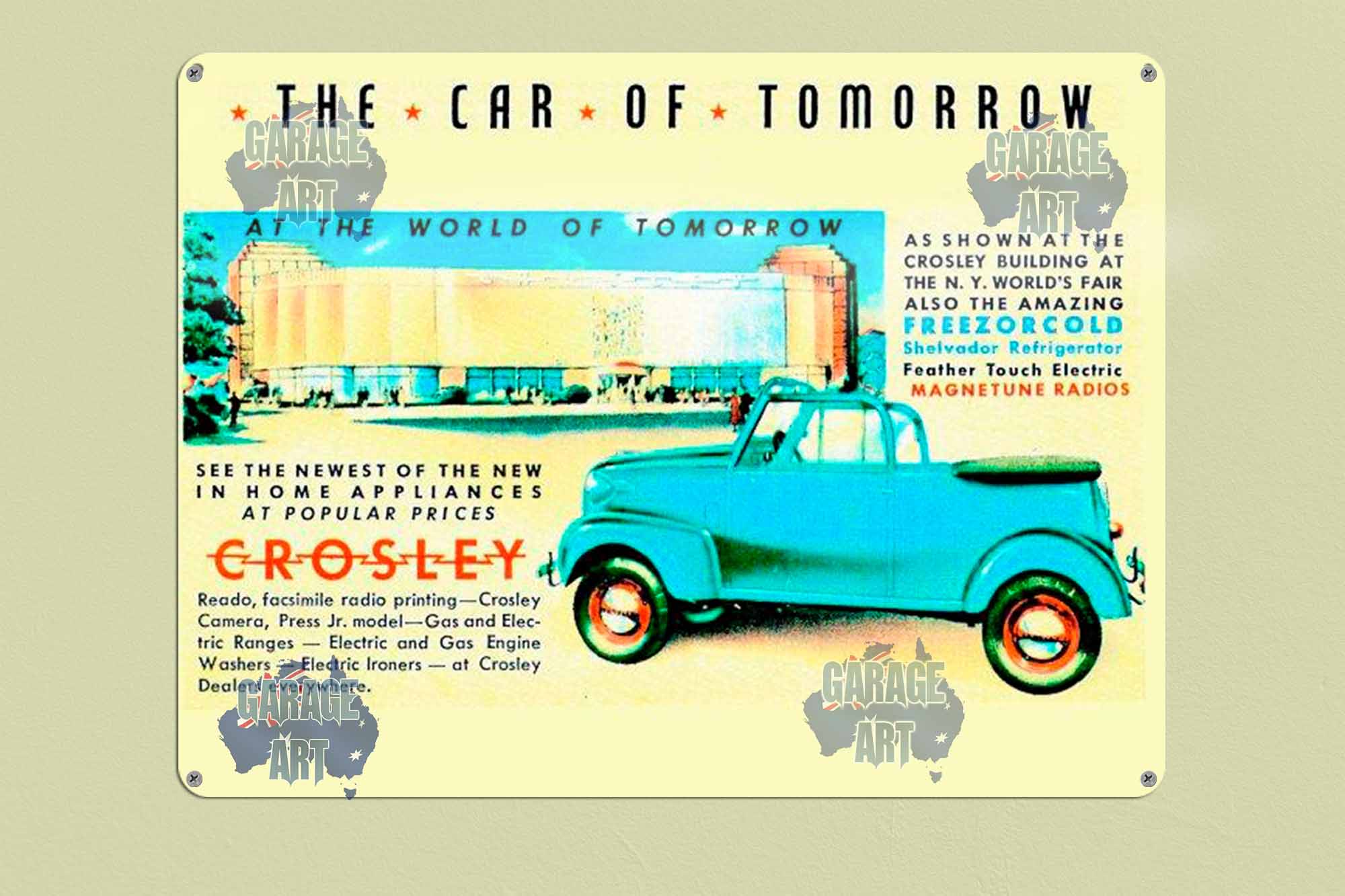Crosley Caar of Tomorrow Tin Sign freeshipping - garageartaustralia