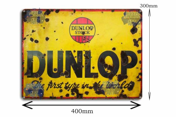 Dunlop Tyres Logo Rusty Tin Sign freeshipping - garageartaustralia