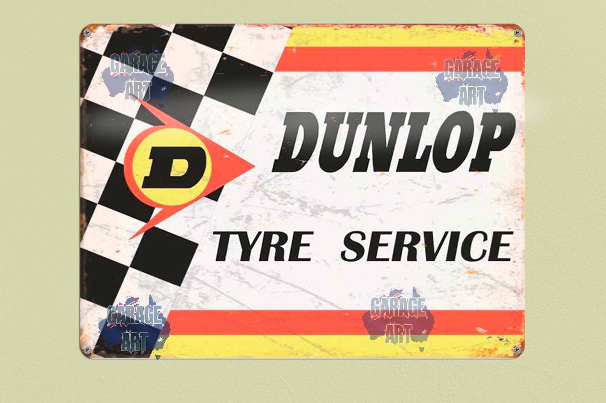 Dunlop Tyre Service Tin Sign freeshipping - garageartaustralia