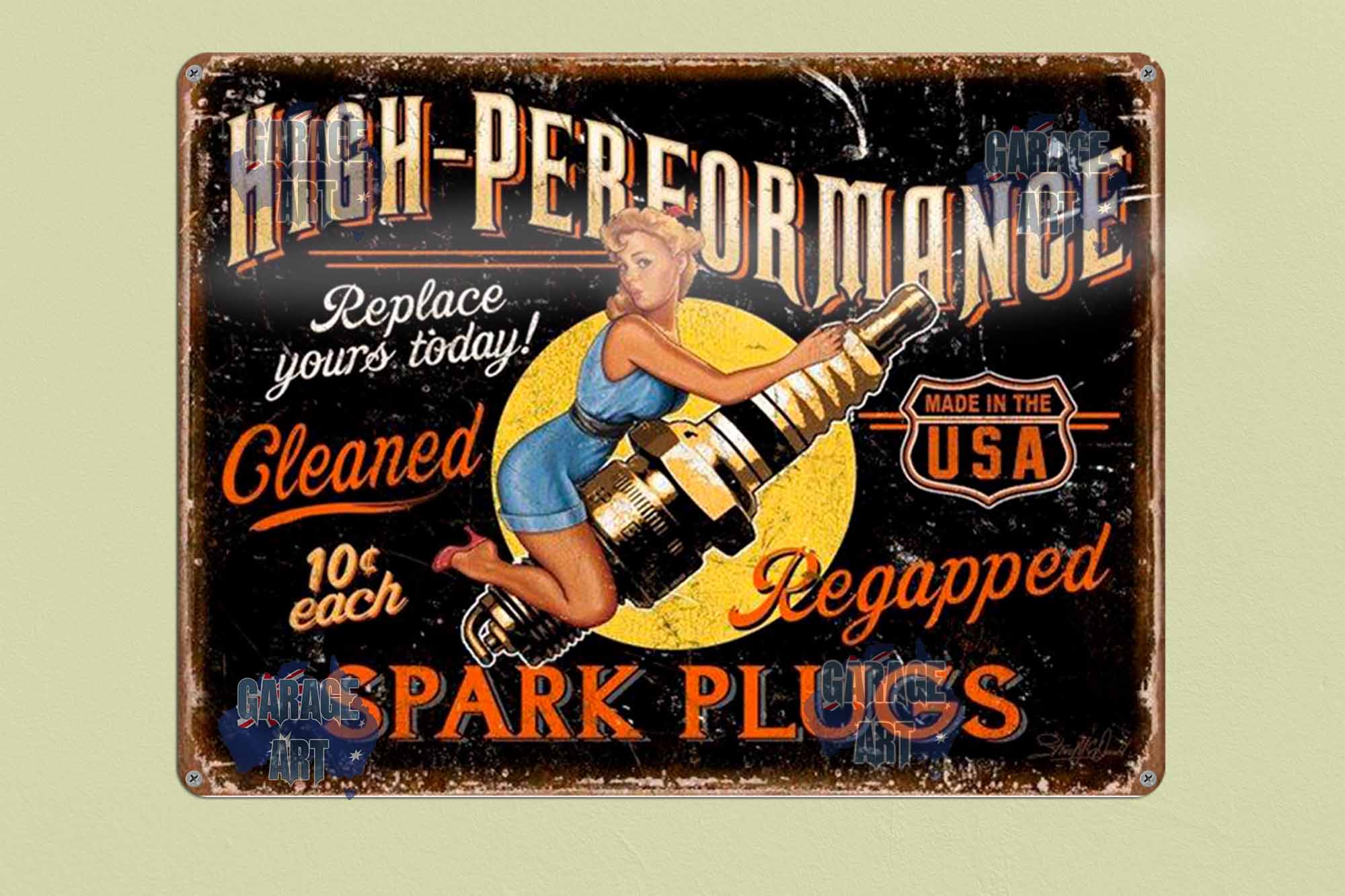 High Performance Spark Plugs Tin Sign freeshipping - garageartaustralia