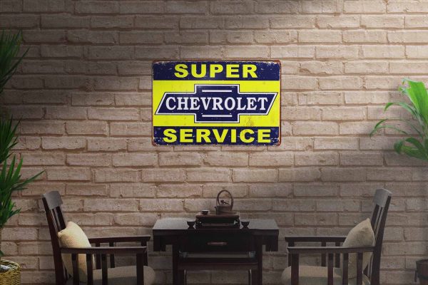 Super Chevrolet Service 600x400 Tin Sign freeshipping - garageartaustralia