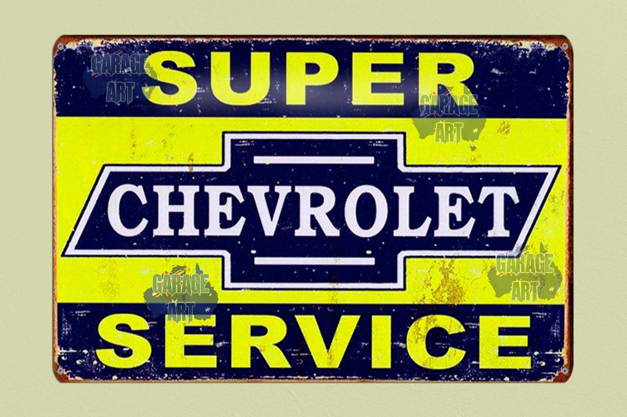 Super Chevrolet Service 600x400 Tin Sign freeshipping - garageartaustralia