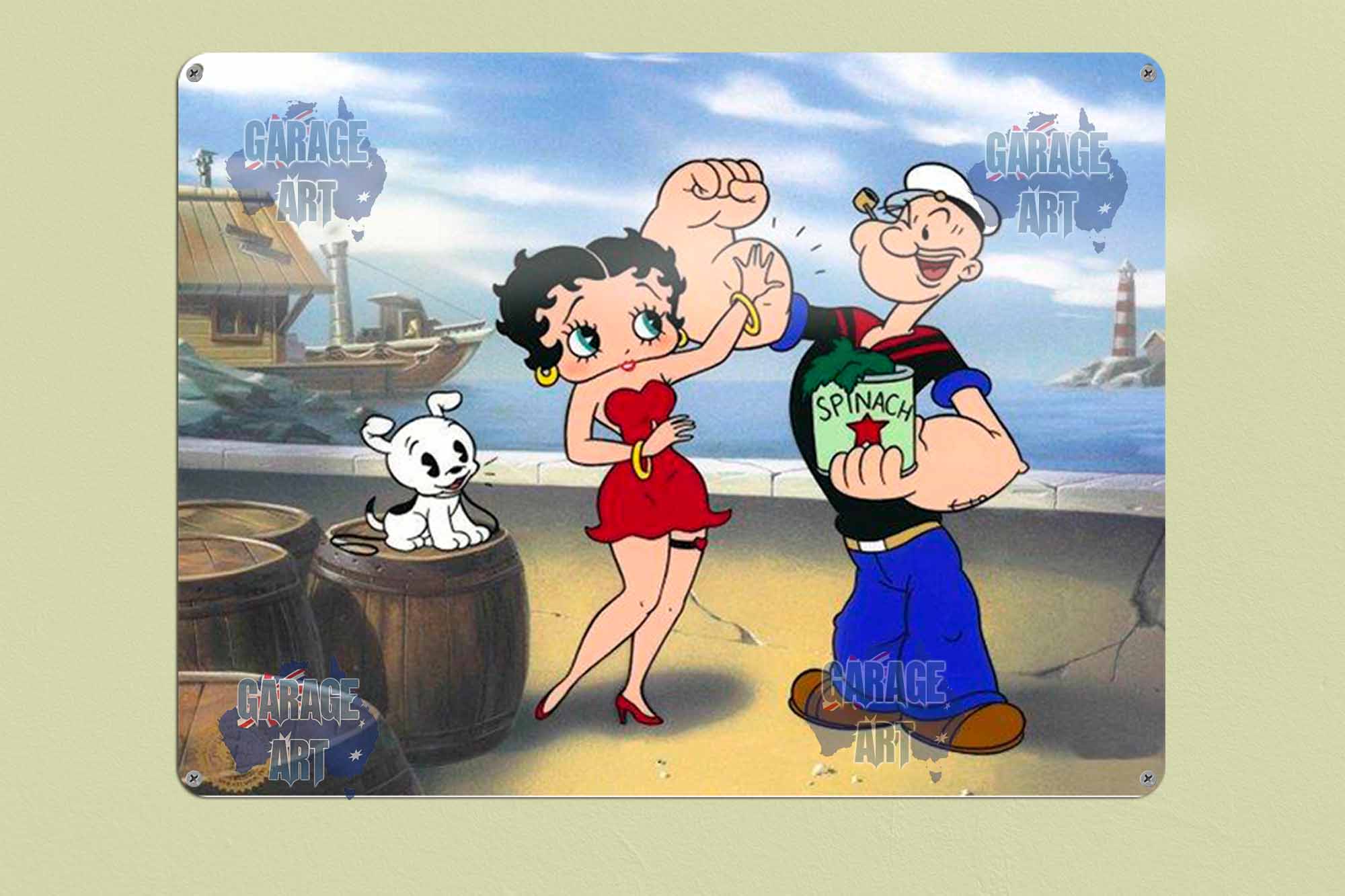 Betty Boop and Popeye Tin Sign freeshipping - garageartaustralia