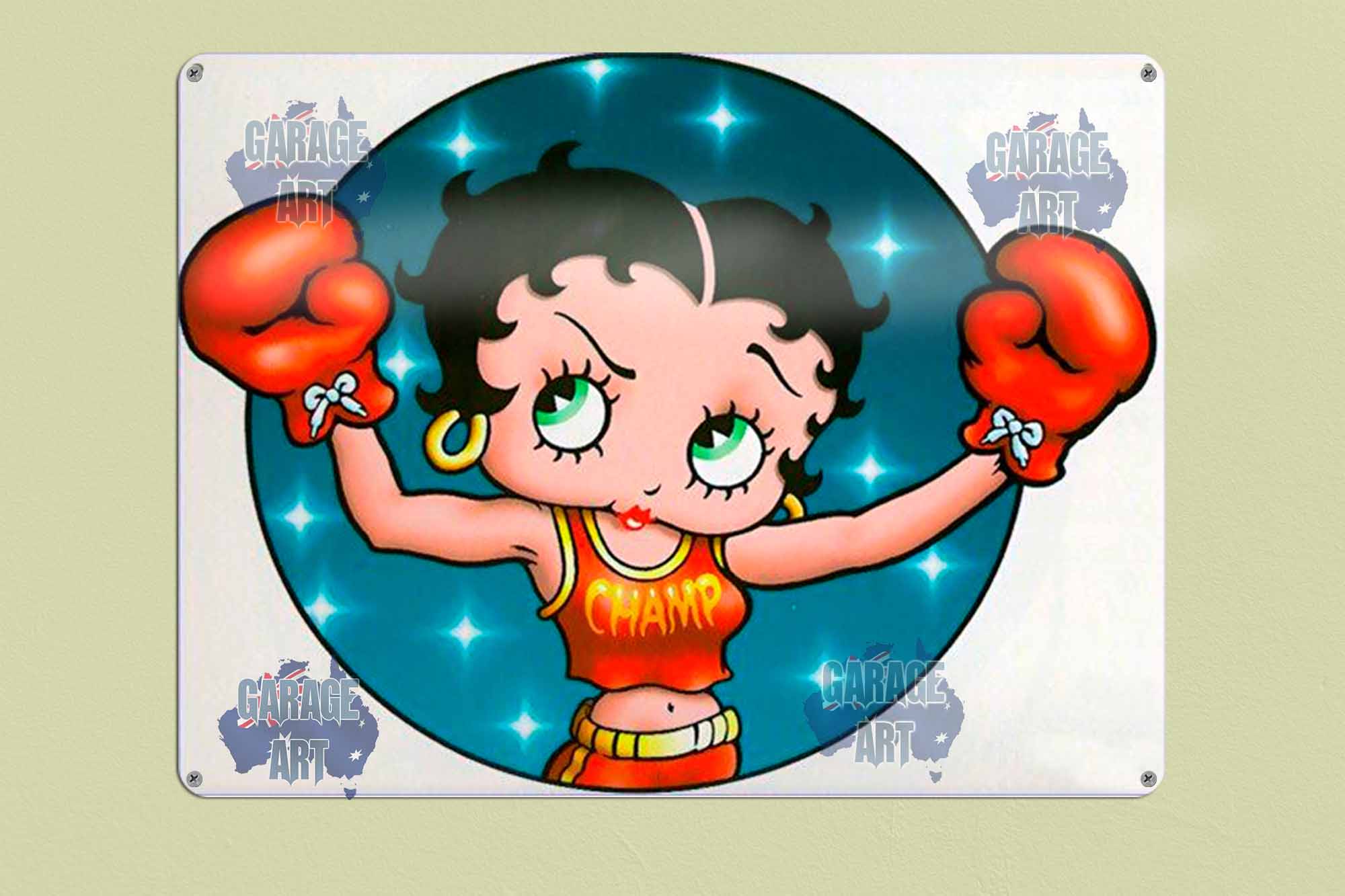Betty Boop Boxing Tin Sign freeshipping - garageartaustralia