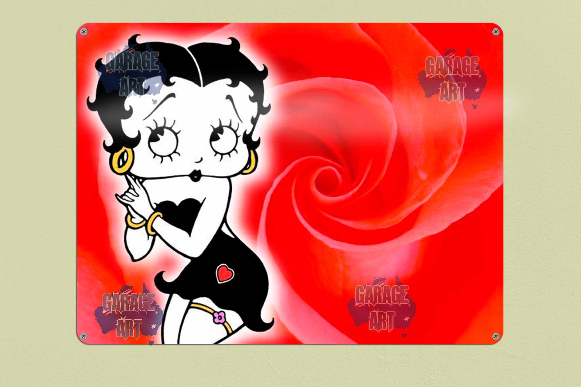Betty Boop ROSE Tin Sign freeshipping - garageartaustralia