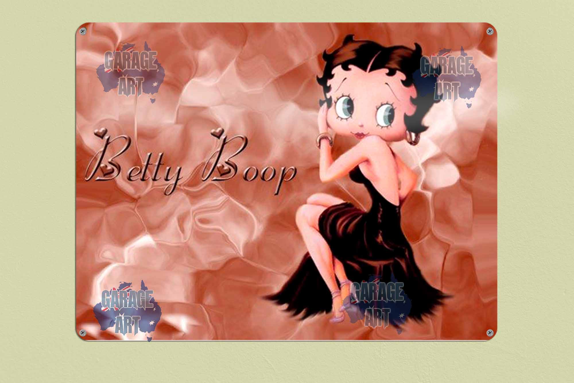 Betty Boop Cute Brown Background Tin Sign freeshipping - garageartaustralia