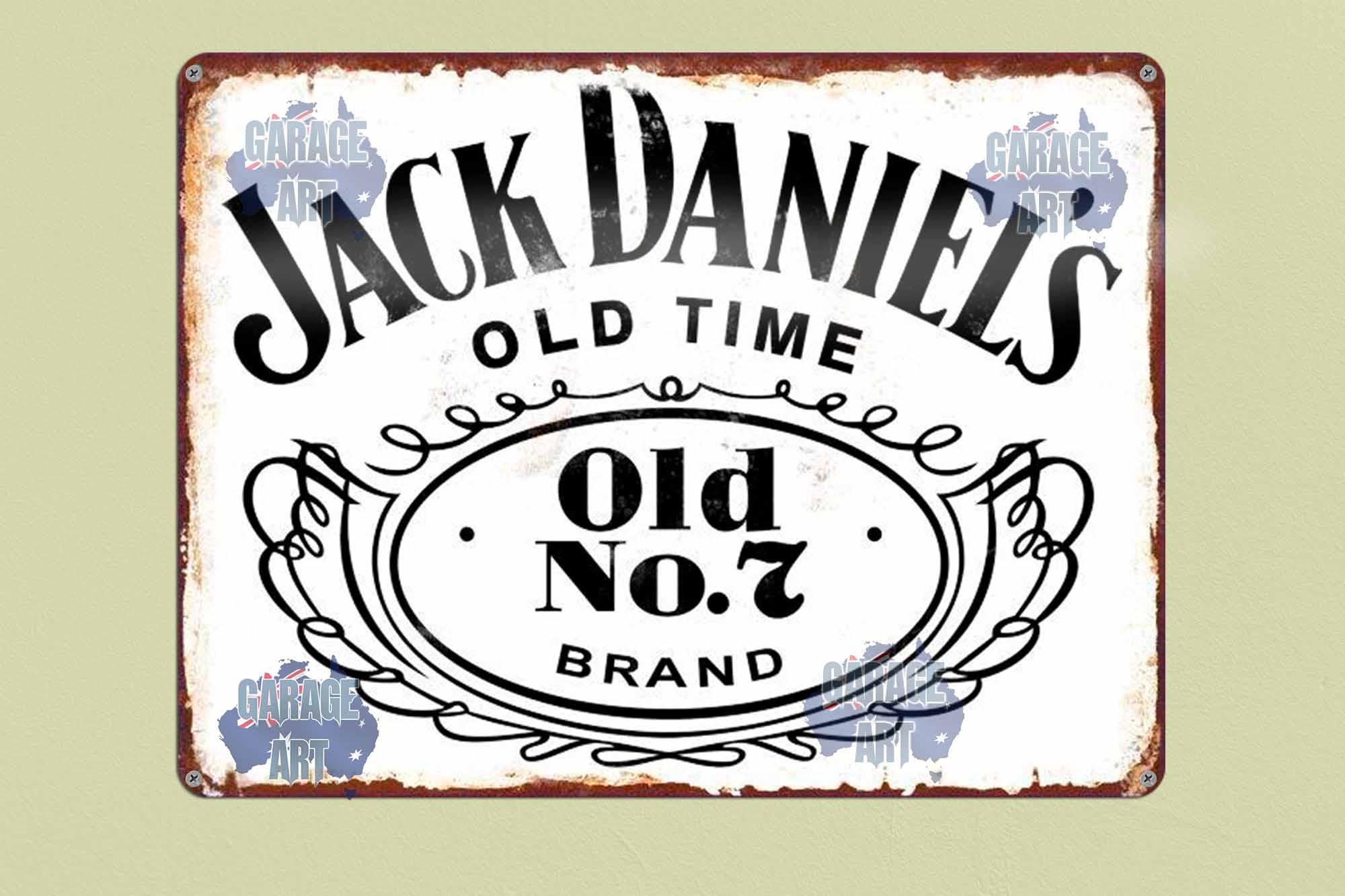 JD No7 Old Time White Rust  Tin Sign freeshipping - garageartaustralia