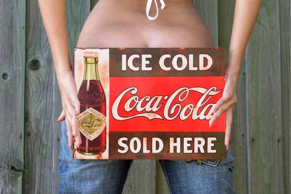 Coca Cola Ice Cold Sold Here Stressed  Tin Sign freeshipping - garageartaustralia