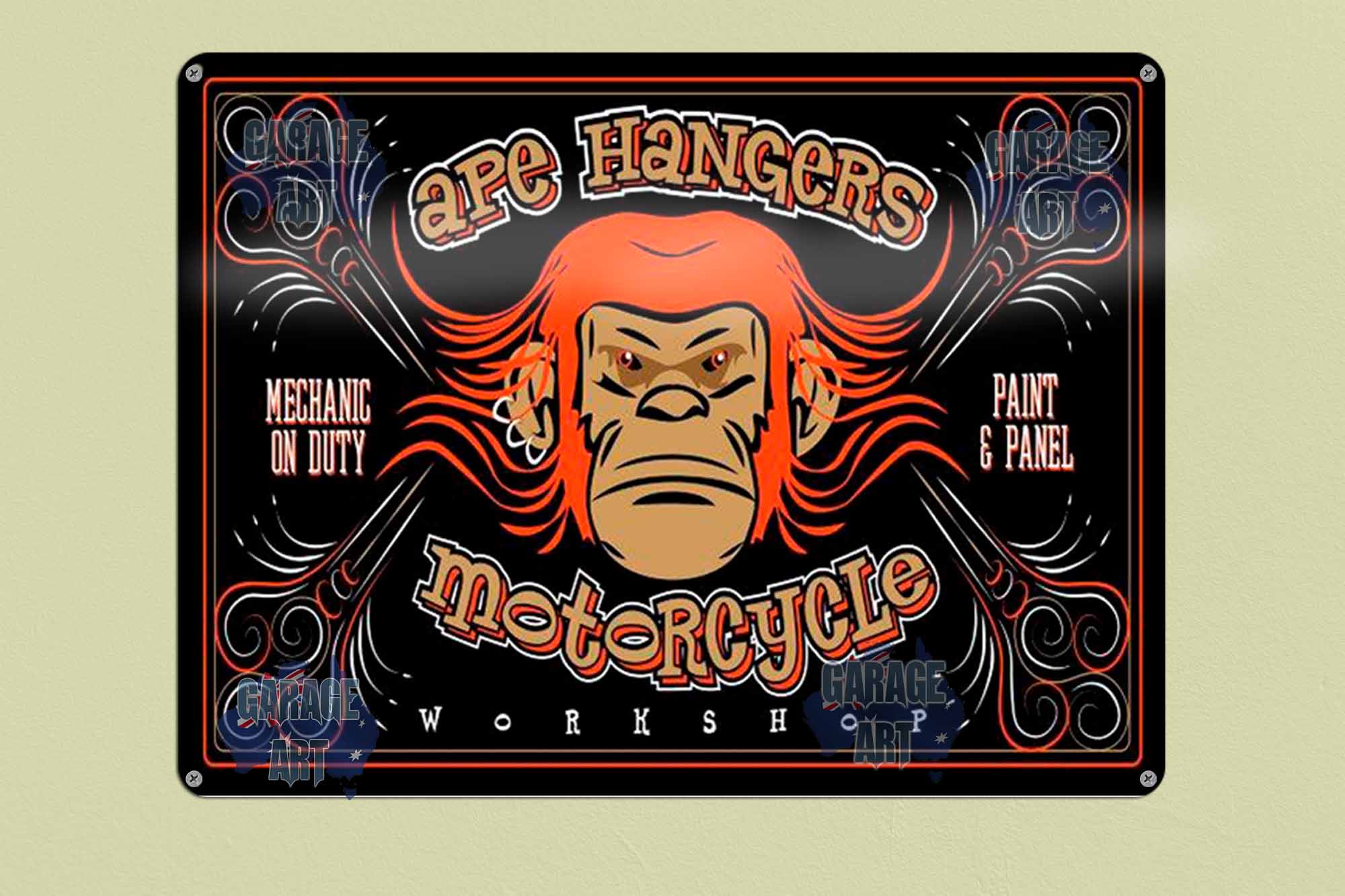 Ape Hanger Motorcycle Workshop Tin Sign freeshipping - garageartaustralia