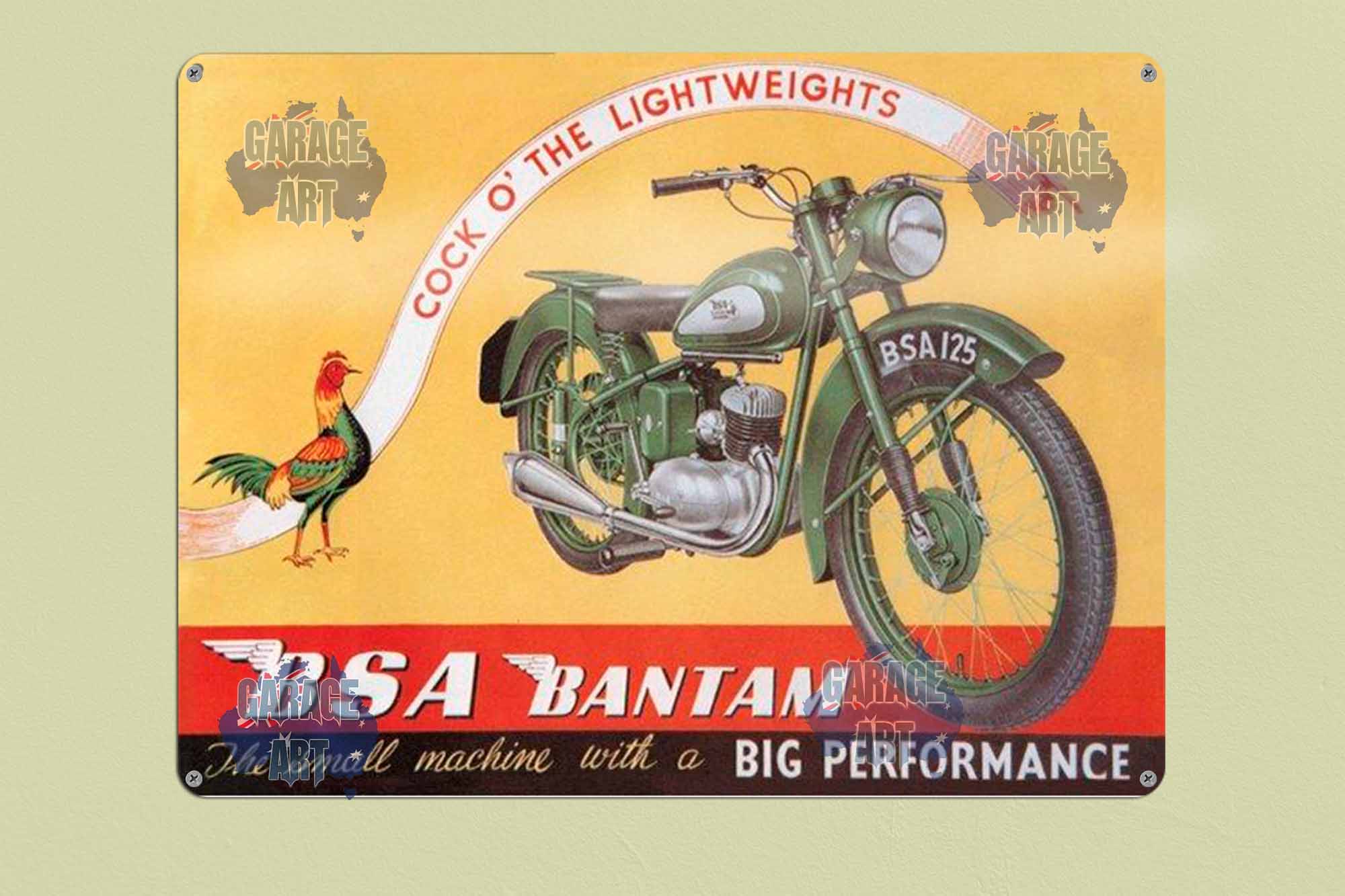 BSA Bantam Motorbike Big Performance Tin Sign freeshipping - garageartaustralia