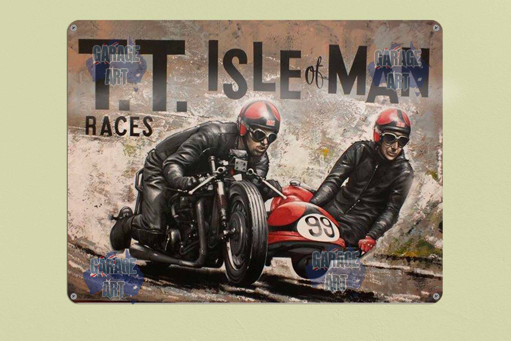 TT Isle of Man Sidecar Races Tin Sign freeshipping - garageartaustralia