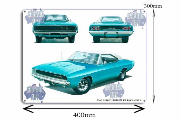 1968 Dodge Charger RT  440 Magnum Tin Sign freeshipping - garageartaustralia