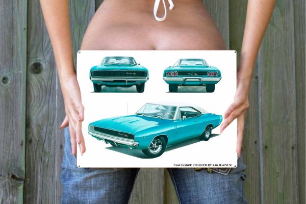 1968 Dodge Charger RT  440 Magnum Tin Sign freeshipping - garageartaustralia