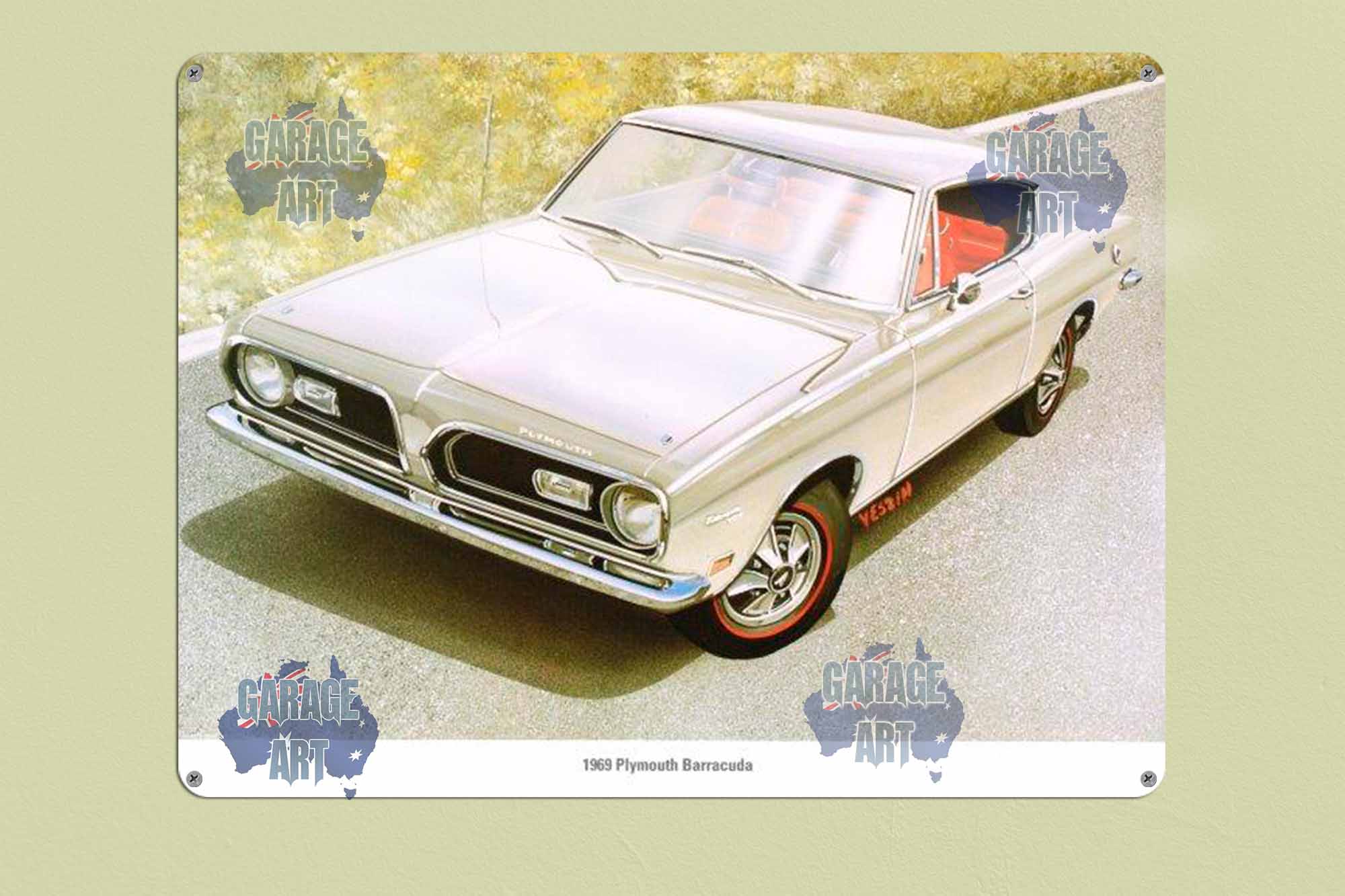 1969 Plymouth Barracuda Tin Sign freeshipping - garageartaustralia