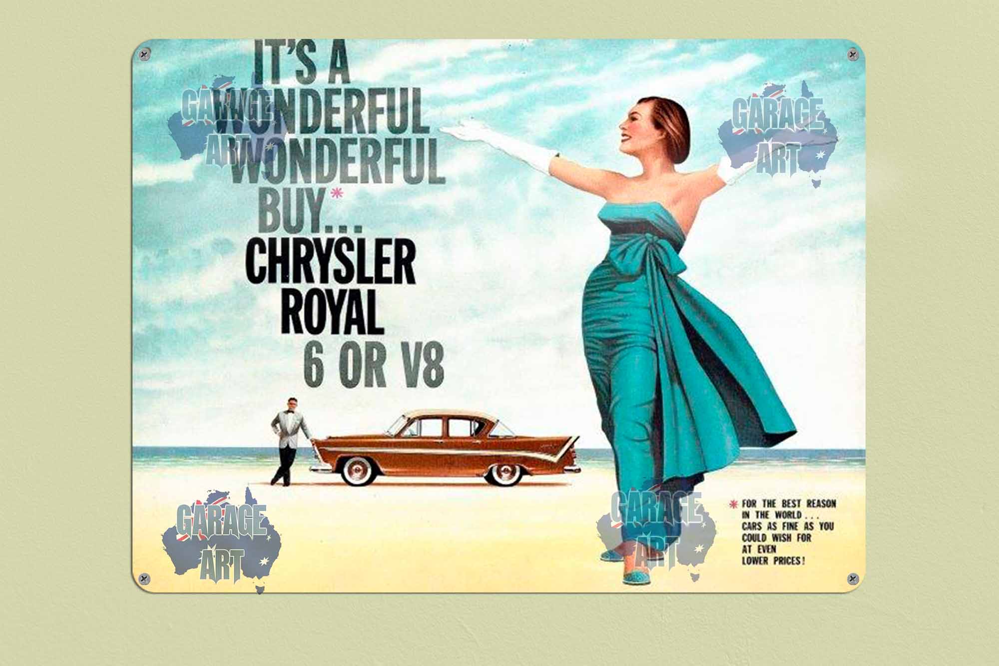 1960 Chrysler Royal Wonderful Year Tin Sign freeshipping - garageartaustralia
