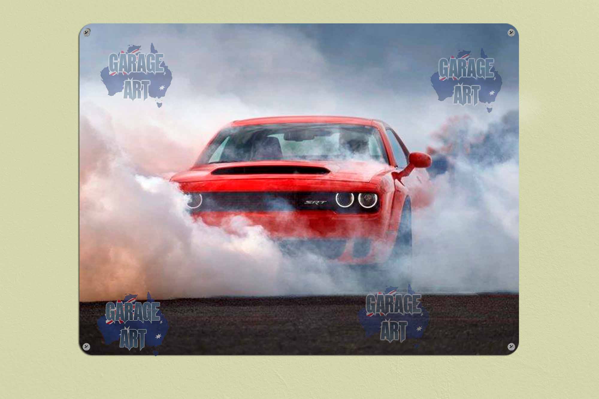 2018 Dodge SRT Demon Challenger Burnout Tin Sign freeshipping - garageartaustralia