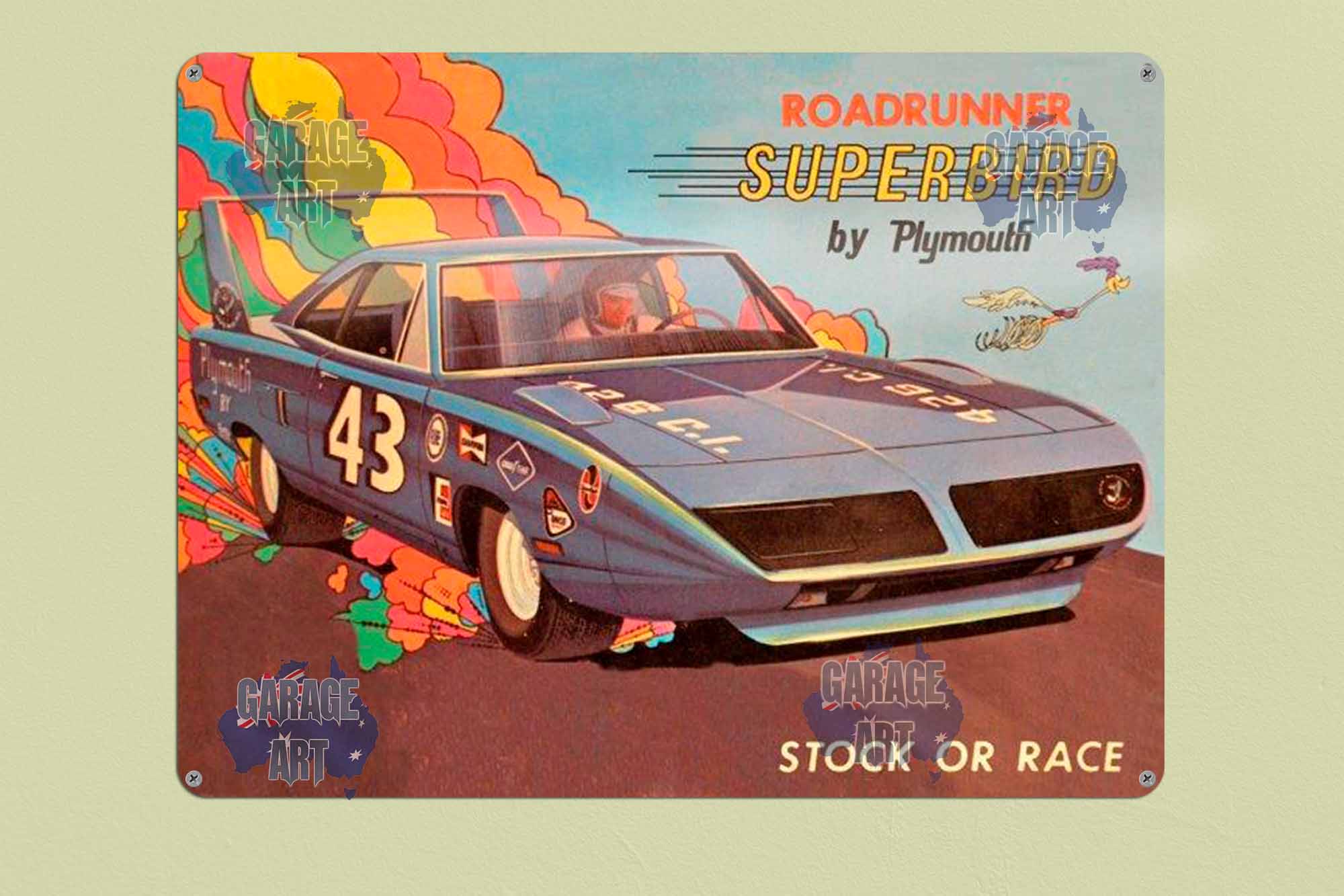 Roadrunner Superbird Stock or Race Tin Sign freeshipping - garageartaustralia