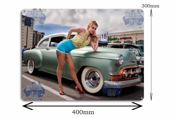 Chrysler with Pin Up Girl Tin Sign freeshipping - garageartaustralia