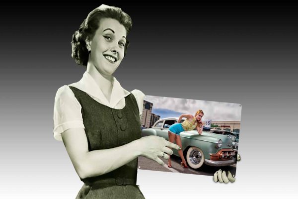 Chrysler with Pin Up Girl Tin Sign freeshipping - garageartaustralia