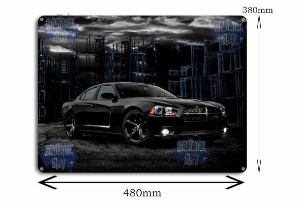 Arty Dodge Charger 480mmx380mm Tin Sign freeshipping - garageartaustralia