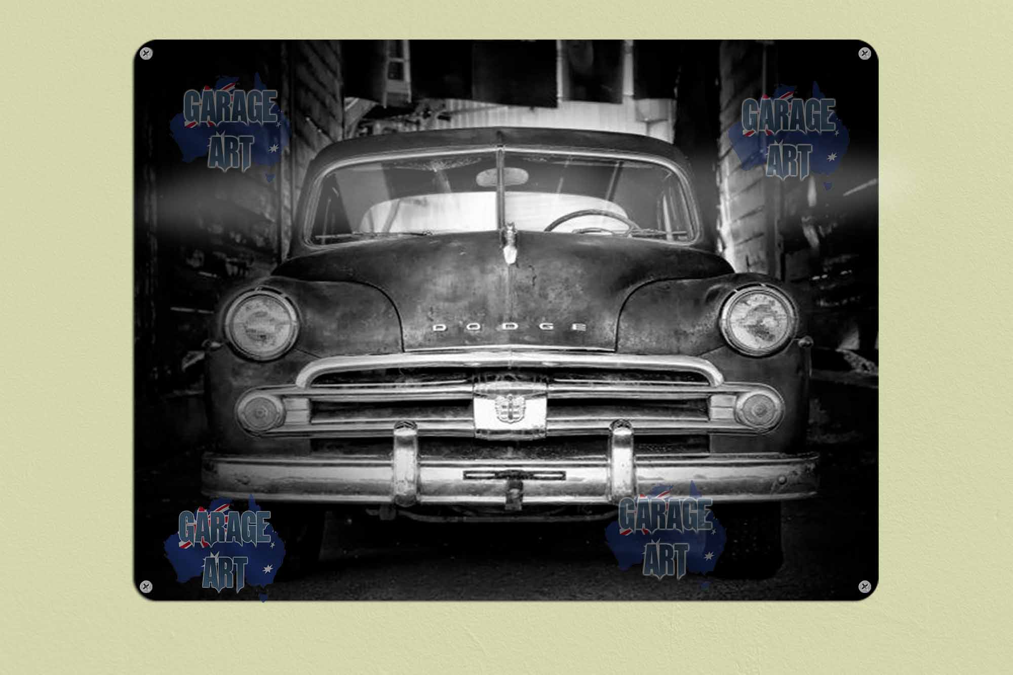 Old Dodge B&W 480mmx380mm Tin Sign freeshipping - garageartaustralia