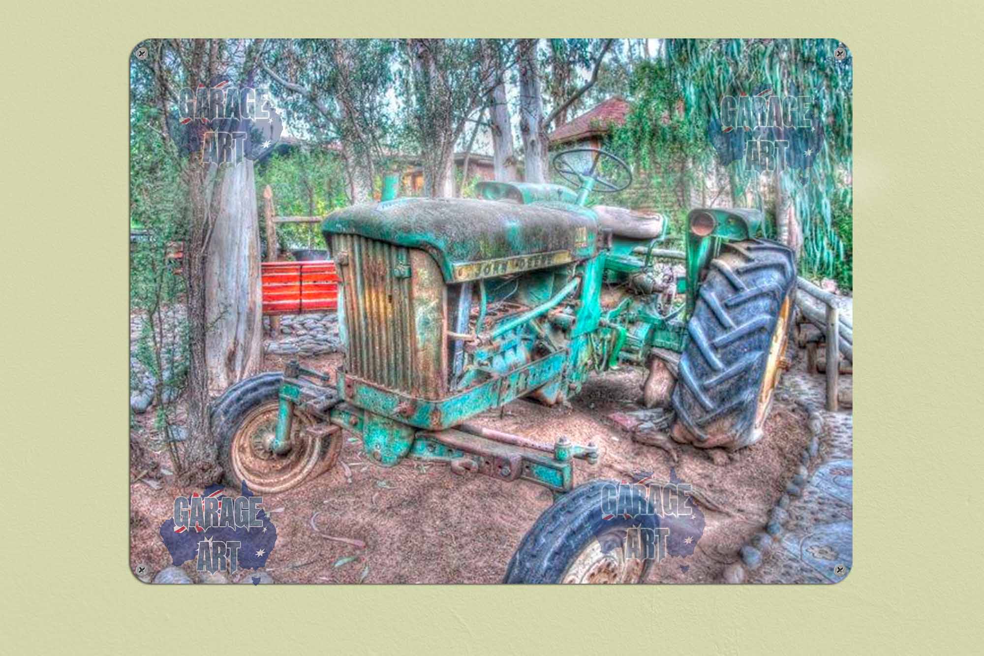 John Deere Old Tractor Tin Sign freeshipping - garageartaustralia