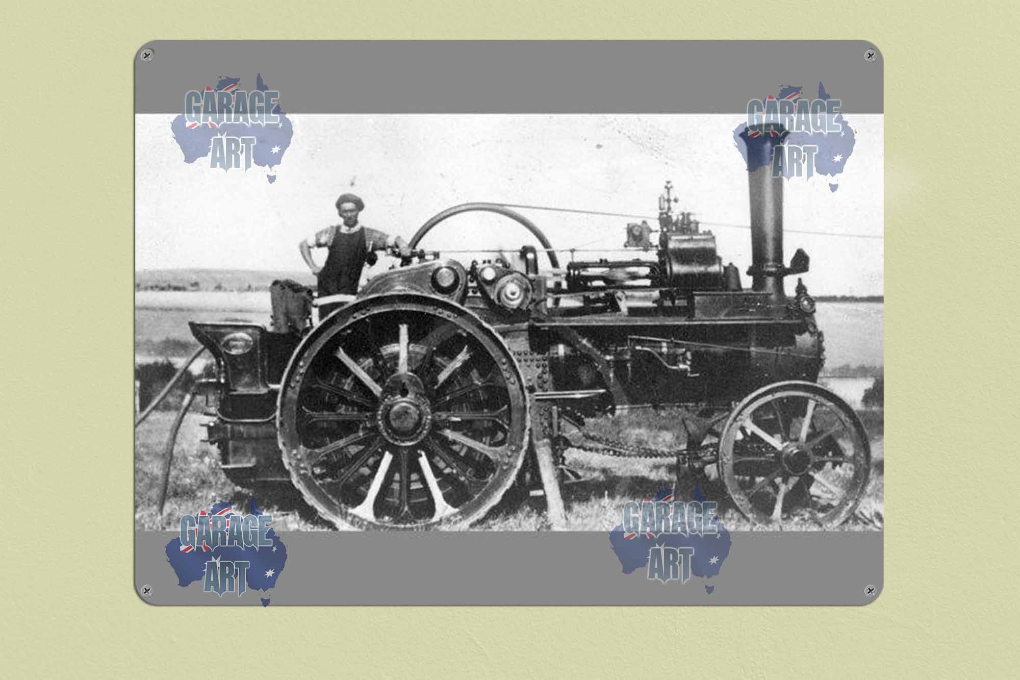 Old Steam Traction Engine Tin Sign freeshipping - garageartaustralia
