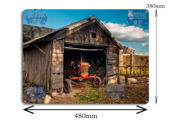 Old AC Tractor in The Barn 480mmx380mm Tin Sign freeshipping - garageartaustralia