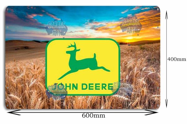 John Deere Old Farming Logo 600mmx400mm Tin Sign freeshipping - garageartaustralia