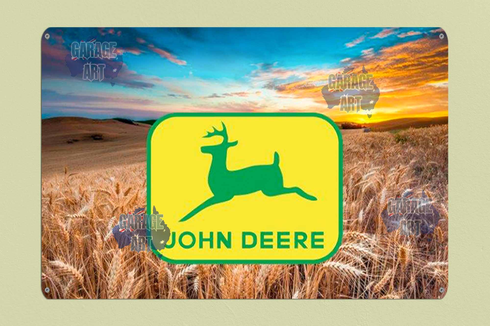 John Deere Old Farming Logo 600mmx400mm Tin Sign freeshipping - garageartaustralia